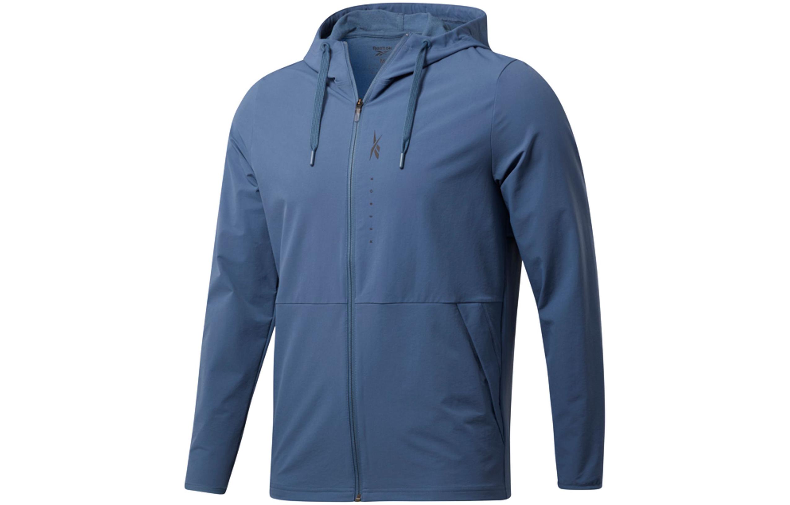 Reebok TS Perf FZ Hoodie Solid Training Zip-Up Jacket - Blue GN9272