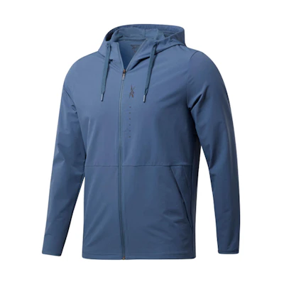 Reebok TS Perf FZ Hoodie Solid Training Zip-Up Jacket - Blue GN9272