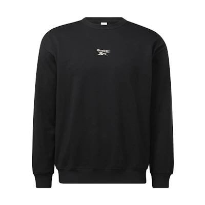 Reebok Unisex Black Crewneck Pullover Sweatshirt Casual Solid Color HI4607