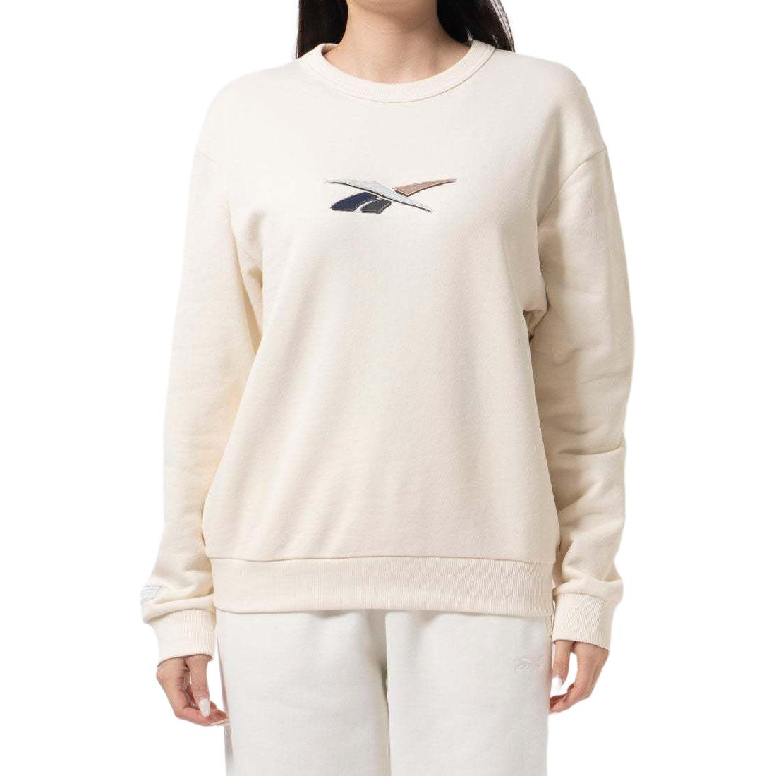 Reebok Unisex Loose Fit Logo Crewneck Sweatshirt Beige RE1759EU38826