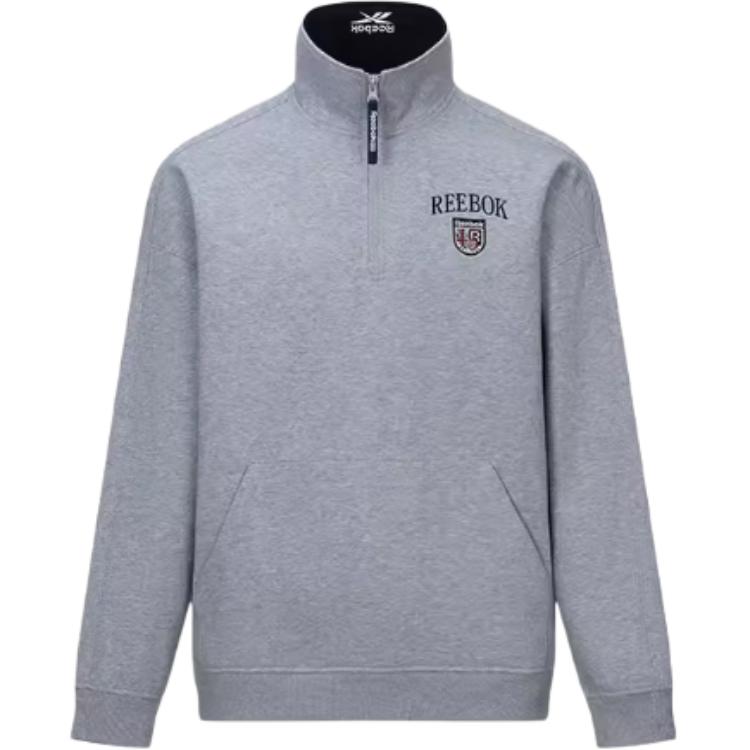 Reebok Unisex Minimalist Light Gray Long-Sleeve High-Neck Sweatshirt 24FRC307UGG3