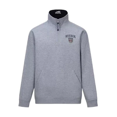 Reebok Unisex Minimalist Light Gray Long-Sleeve High-Neck Sweatshirt 24FRC307UGG3