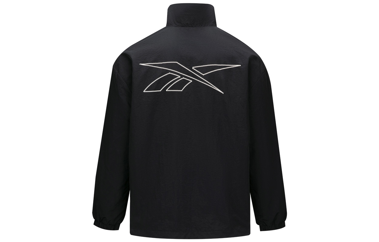 Lookbook Reebok 男女極簡運動拉鍊外套帶標誌印花 - 黑色 24FRM111UGH0