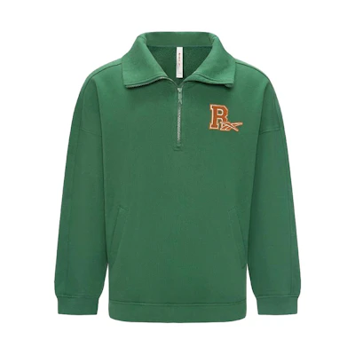 Reebok Unisex Plush Fleece Collar Pullover Sweatshirt Deep Green 23FRC355UGL1