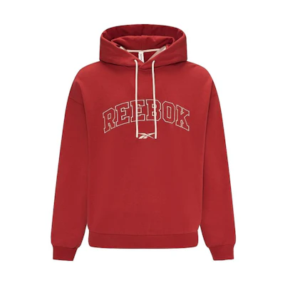 Reebok Unisex Retro Pullover Hoodie with Letter Print in Deep Red 23FRC351UGR2