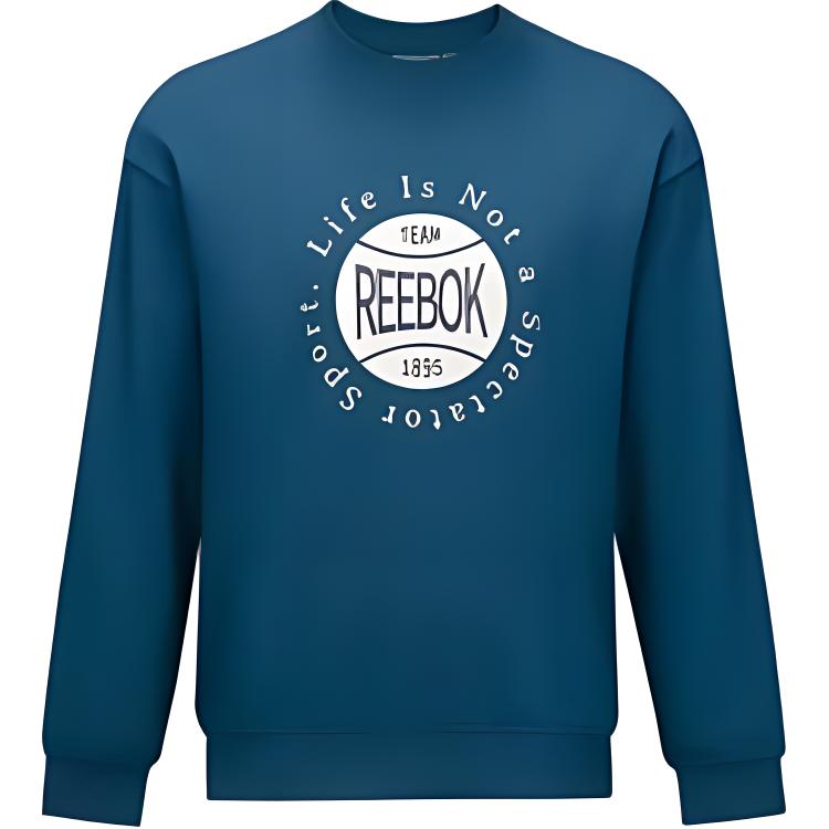 Reebok Unisex Soft Crewneck Pullover Navy Blue Long Sleeve Sweatshirt 24FRM313UGBA