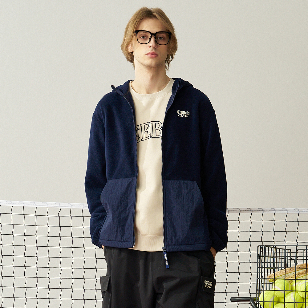 Shop 리복 유니섹스 스타일리시 따뜻한 플리스 재킷 - 네이비 블루 24FRC105UGN2