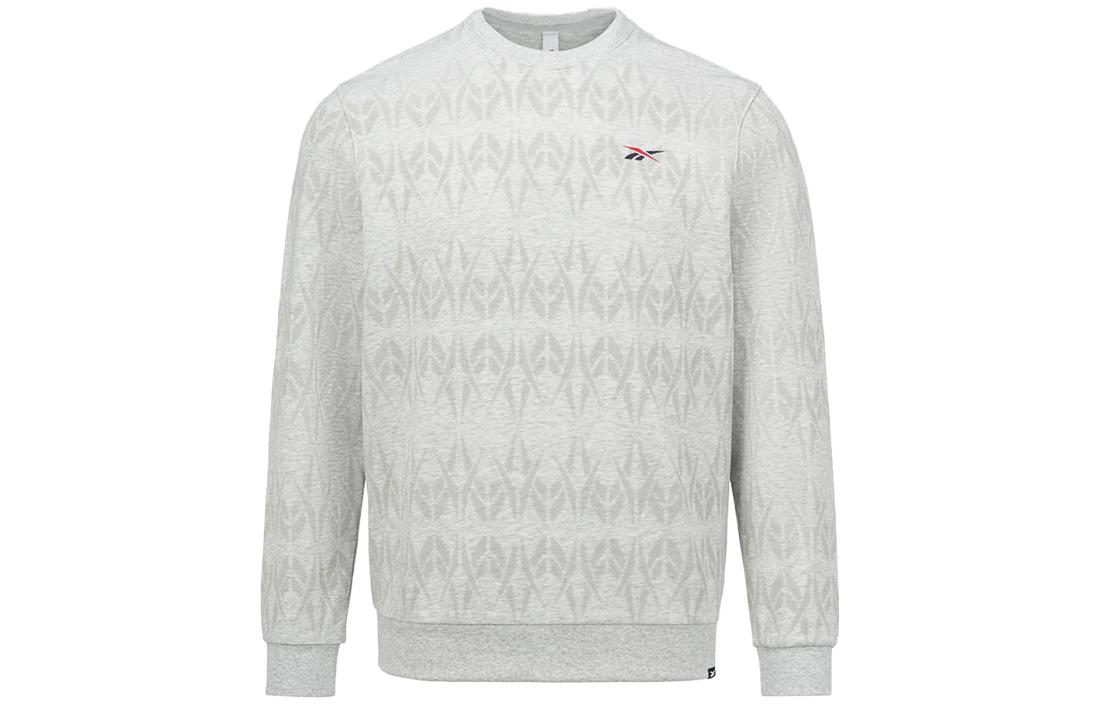 Reebok Unisex White All-Over Print Knit Pullover Sweatshirt 223RMS309UGG3