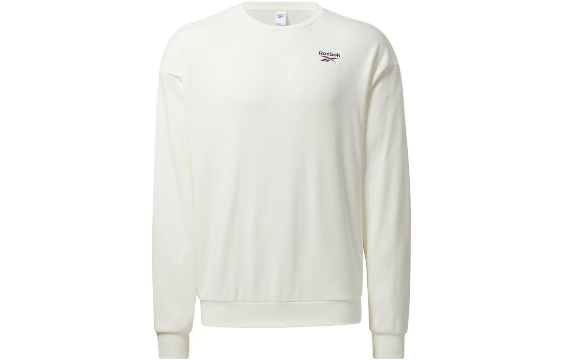 Reebok Unisex White Crewneck Pullover Sweatshirt with Logo Back Design HB6218
