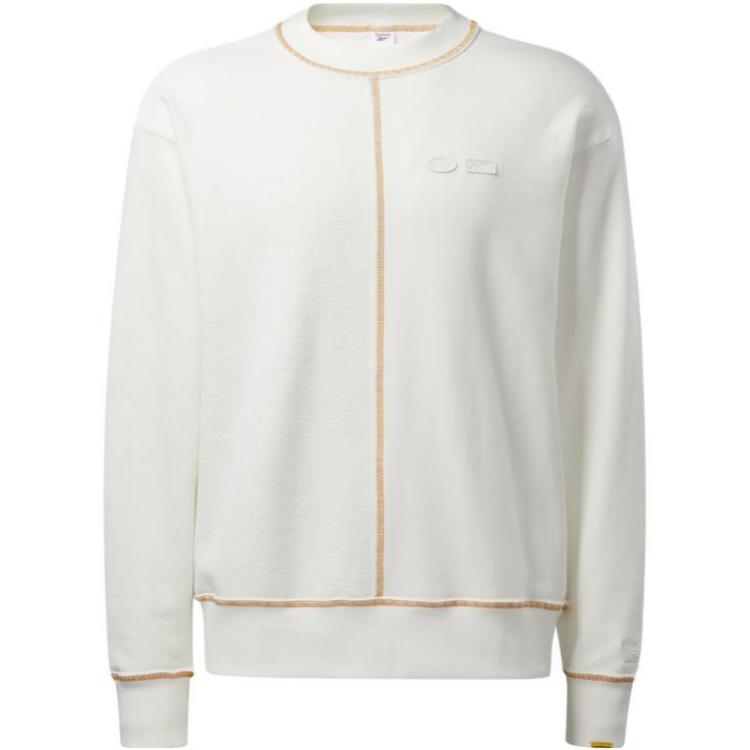 Reebok Unisex White Pure Color Crewneck Pullover Sweatshirt HD0307