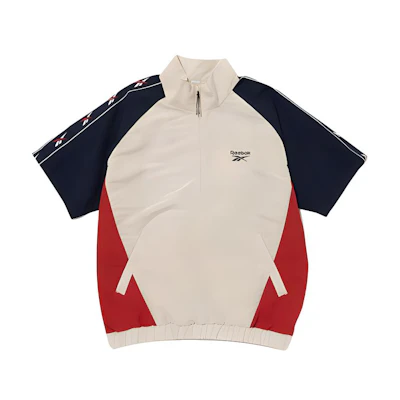 Reebok Vector Block Windproof Breathable Jacket Beige/Navy Unisex Short Sleeve REJU4EA42I1