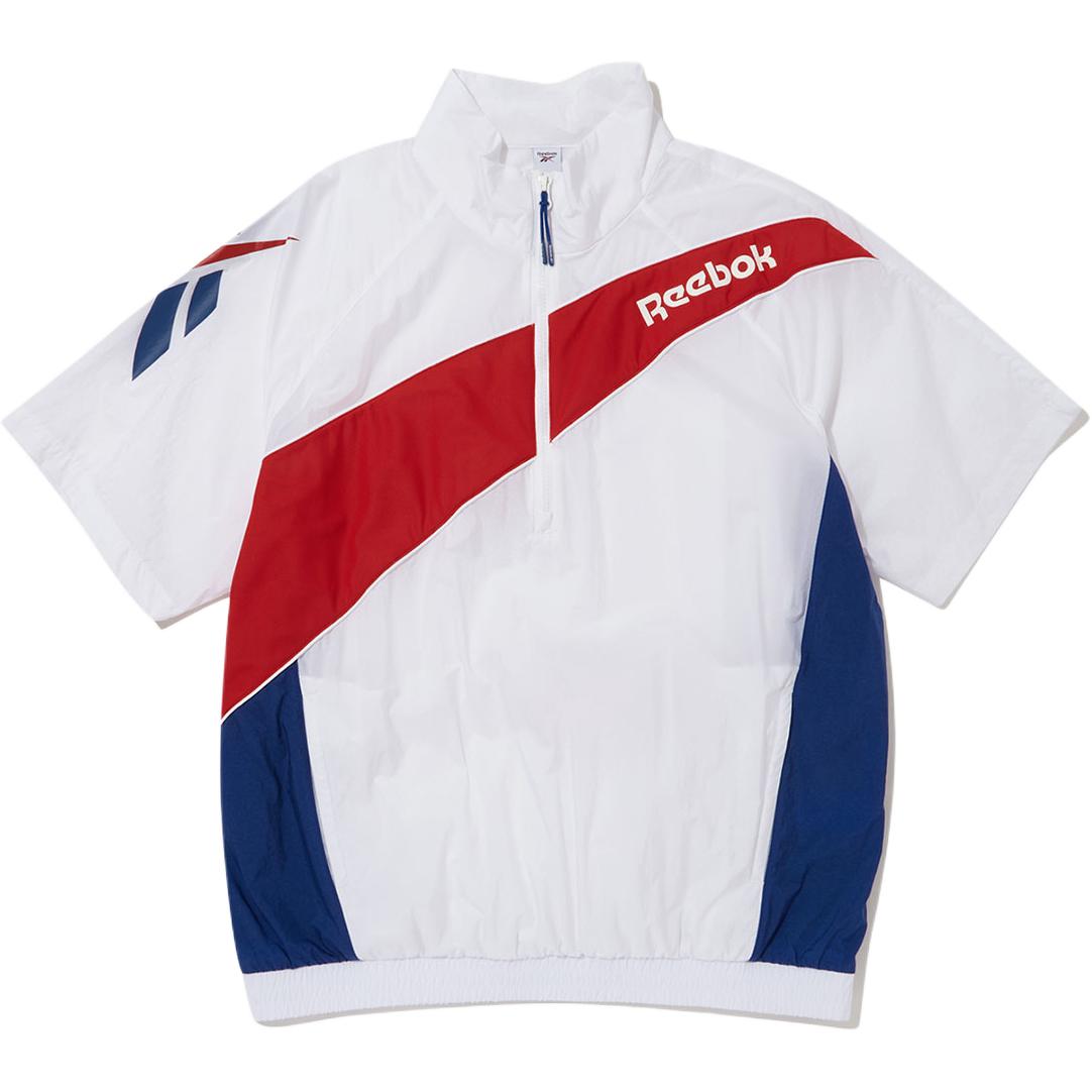 Reebok White Stand Collar Short-Sleeve Windbreaker Unisex REJU4EA51WT