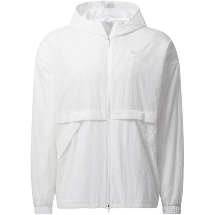 Reebok White Zip Hoodie Jacket with Back Print Unisex HN1545