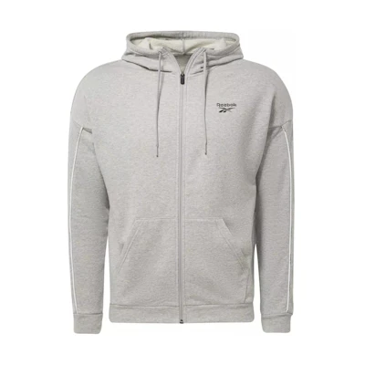 Reebok WOR Piping FZ Gray Full-Zip Hoodie Loose Fit Training Jacket HA9017