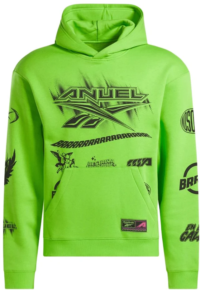 reebok-x-anuel-aa-unisex-logo-hoodie-long-sleeve-lime-green-casual-style-100210162