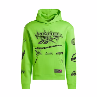 Reebok ANUEL AA Unisex Logo Hoodie Long Sleeve Lime Green Casual Style 100210162