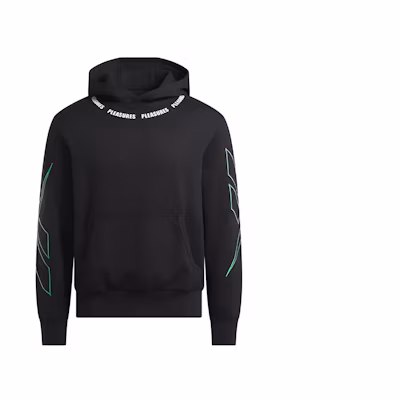Reebok PLEASURES SS24 Black Logo Hoodie Unisex - Comfortable & Relaxed Fit 100207988