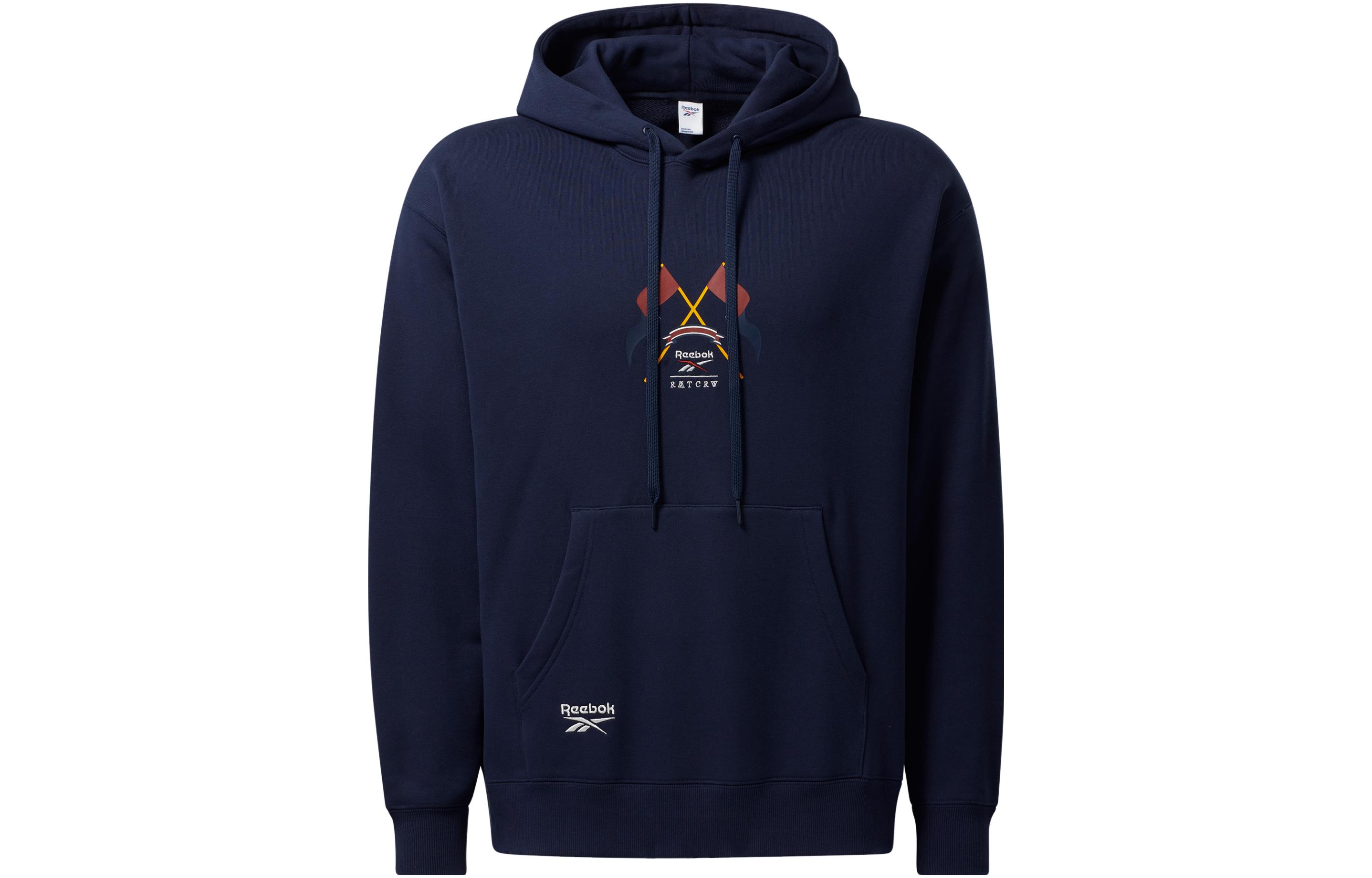 Reebok RMTCRW Classics Letter Flag Print Hoodie Navy Unisex Pullover HB6241