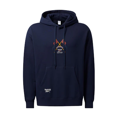 Reebok RMTCRW Classics Letter Flag Print Hoodie Navy Unisex Pullover HB6241