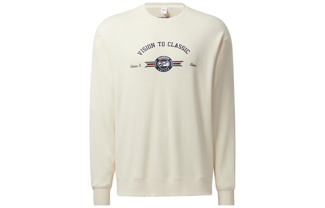 Reebok ROMANTIC CROWN Beige Letter Print Oversized Sweatshirt Unisex HB6229