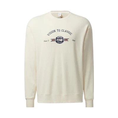 Reebok ROMANTIC CROWN Beige Letter Print Oversized Sweatshirt Unisex HB6229