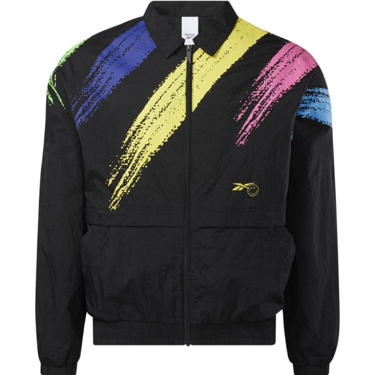 Reebok SMILEY Zip-Up Collared Long Sleeve Jacket Unisex Black HI3996