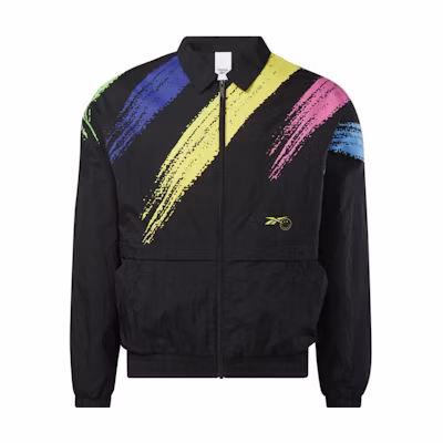 Reebok SMILEY Zip-Up Collared Long Sleeve Jacket Unisex Black HI3996