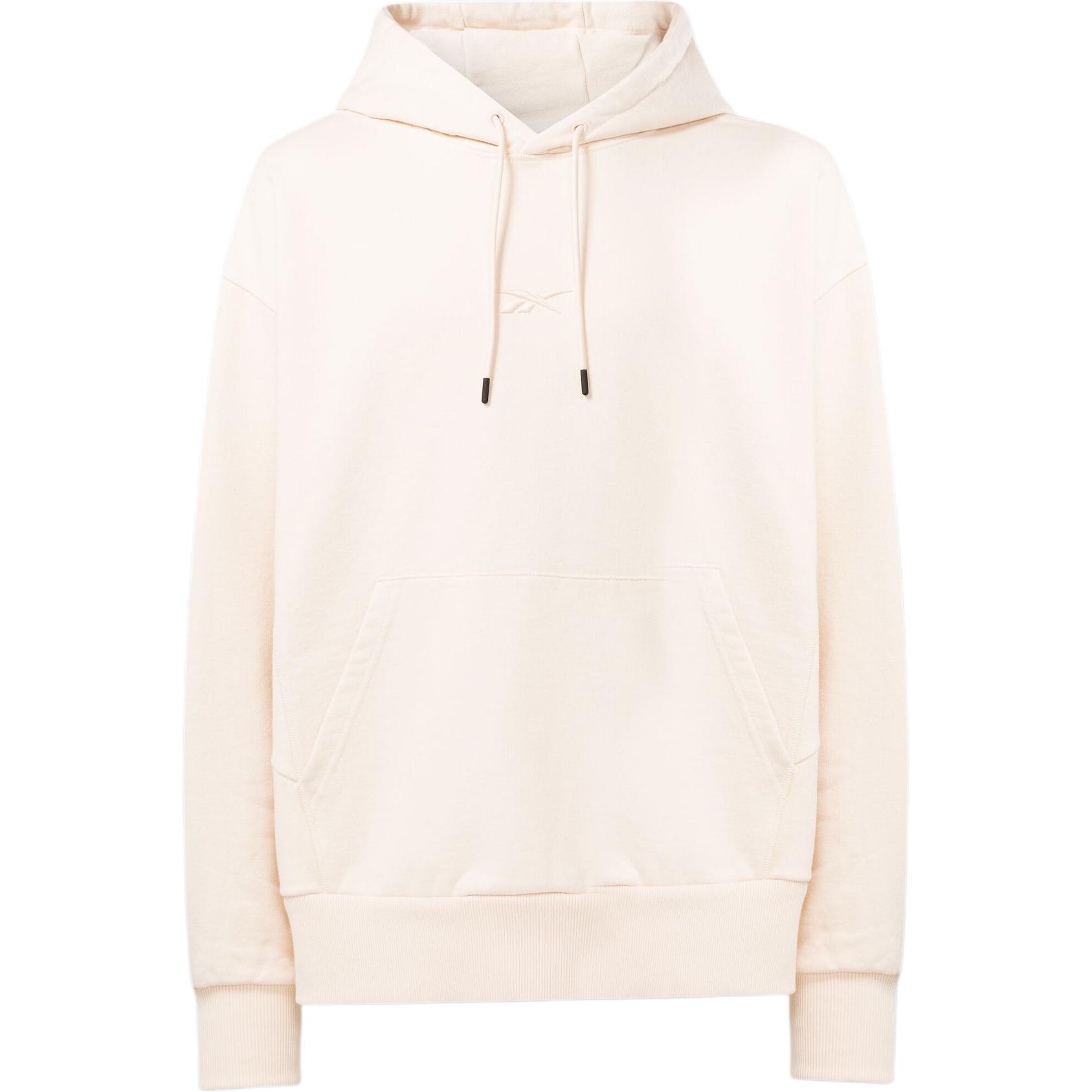 Reebok Vector Oversized Hoodie Beige Unisex Embroidered Pullover Sweatshirt 22331576