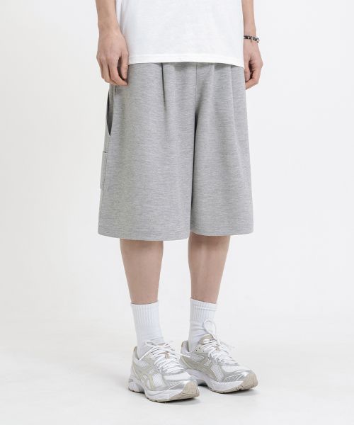 Lookbook REMAIN SECOND Bermuda Wide One-Tuck Carpenter Sweat Shorts [Gray] LMPT11