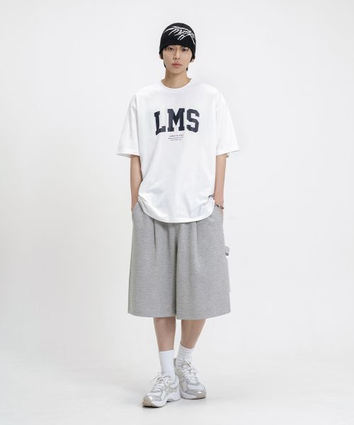 Shop REMAIN SECOND Bermuda Wide One-Tuck Carpenter Sweat Shorts [Gray] LMPT11
