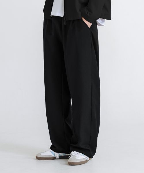 Lookbook REMAIN SECOND EZ Semi Wide Banding Slacks [Black] LMPT05