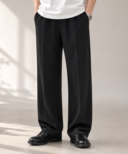 Purchase REMAIN SECOND EZ Semi Wide Banding Slacks [Black] LMPT05