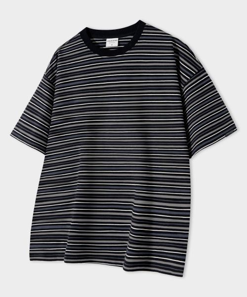 Shop REMAIN SECOND Jan Stripe Oversized Short Sleeve T-Shirt [Black] LMTS13