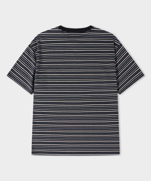 Purchase REMAIN SECOND Jan Stripe Oversized Short Sleeve T-Shirt [Black] LMTS13