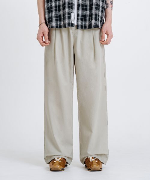 Details for REMAIN SECOND Linen-Like Elastic Wide Pants [Light Beige] LMPT14