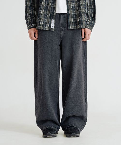 Shop Remain Second Natural Washed Wide Denim Pants [Black Denim] LBLMPT01