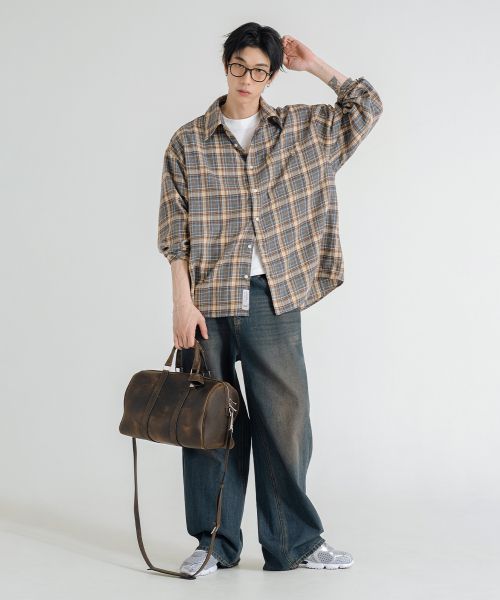 Details for Remain Second Oversized Flannel Pocket Check Shirt [Deep Blue] LMSH05
