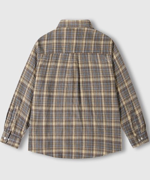 Cheap Remain Second Oversized Flannel Pocket Check Shirt [Deep Blue] LMSH05