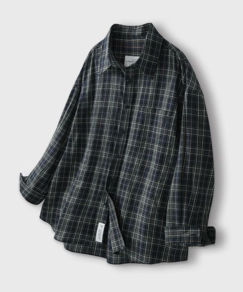Remain Second Retro Oversized Cotton Flannel Pocket Check Shirt [Green] LMSH06