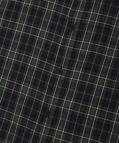 Shop Remain Second Retro Oversized Cotton Flannel Pocket Check Shirt [Green] LMSH06