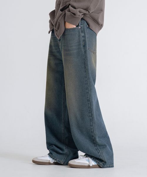 Order Remain Second Vintage Cat-Wash Wide Denim Pants [Sand Blue] LBLMPT02