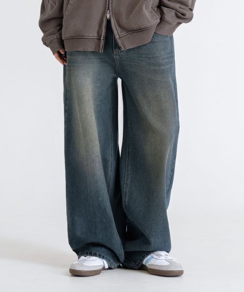 Lookbook Remain Second Vintage Cat-Wash Wide Denim Pants [Sand Blue] LBLMPT02