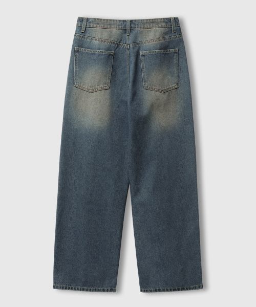 Cheap Remain Second Vintage Cat-Wash Wide Denim Pants [Sand Blue] LBLMPT02