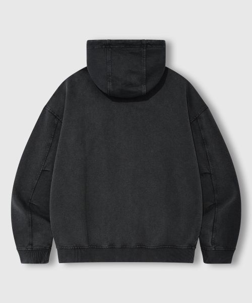 Lookbook REMAIN SECOND Vintage Pigment 2-Way Oversized Hoodie Zip-Up [Charcoal] LMHD01