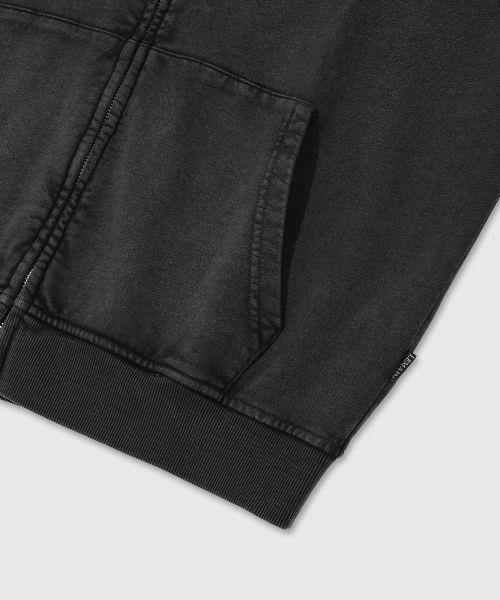 Details for REMAIN SECOND Vintage Pigment 2-Way Oversized Hoodie Zip-Up [Charcoal] LMHD01