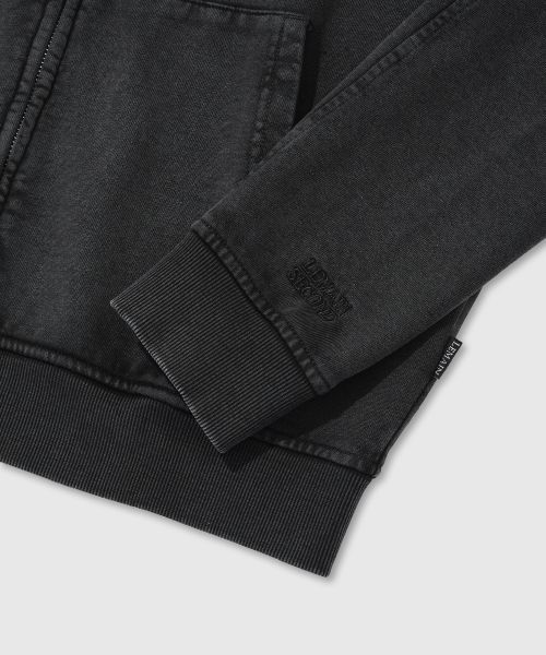 Sizing REMAIN SECOND Vintage Pigment 2-Way Oversized Hoodie Zip-Up [Charcoal] LMHD01