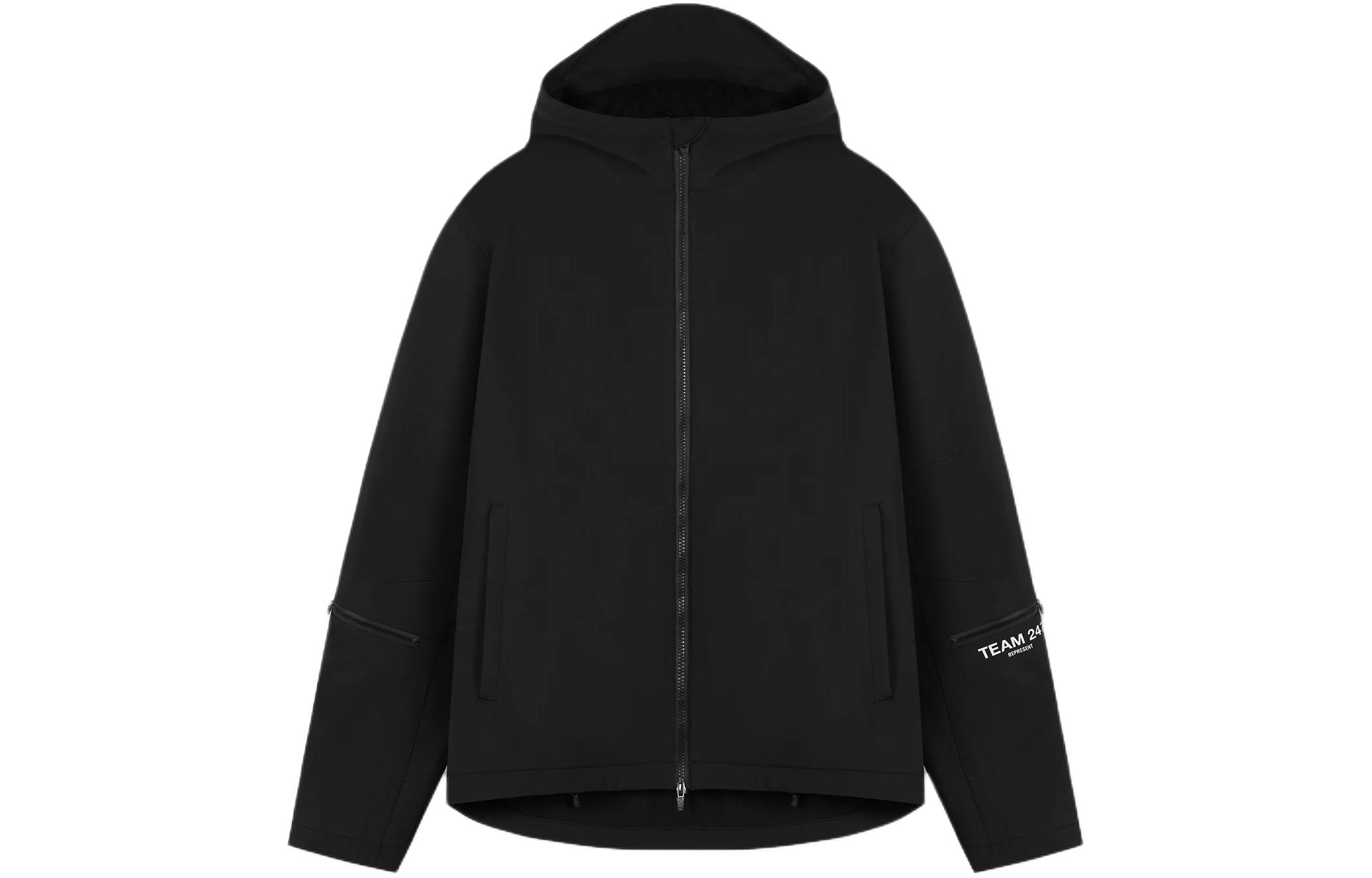 Represent 247 Mission Jacket Black Loose Fit Hooded Long Sleeve Outerwear 247M106-01