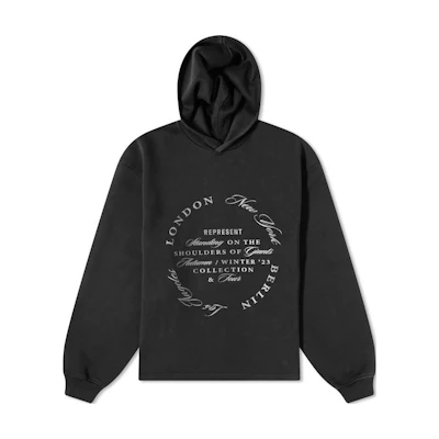 REPRESENT Black Casual Logo Print Hoodie. MH4006-01