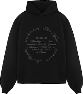 REPRESENT 黑色休闲标志印花连帽衫. MH4006-01 Order REPRESENT 黑色休闲标志印花连帽衫. MH4006-01