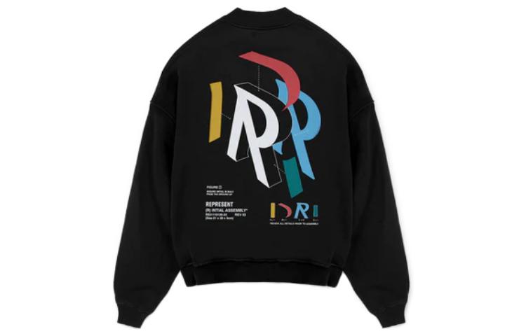 Lookbook REPRESENT Baju Sejuk Hitam dengan Rekaan Cetakan Huruf di Belakang. M04274-01